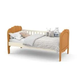 Matic Moveis Cama Infantil Babá Provence 100% MDF Cor Freijó Com Off White - Matic Móveis