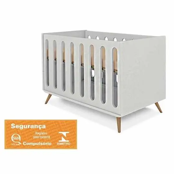 Quarto Para Bebê Completo Retrô Melinda Guarda Roupa 3 Portas, Cômoda, Berço Mini Cama Old Cinza - Art Home - Planet Baby - Image 4