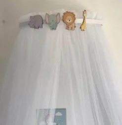 Berço De Luxo Dossel E Mosquiteiro Safari Bichinhos Leão - BERÇO DE LUXO