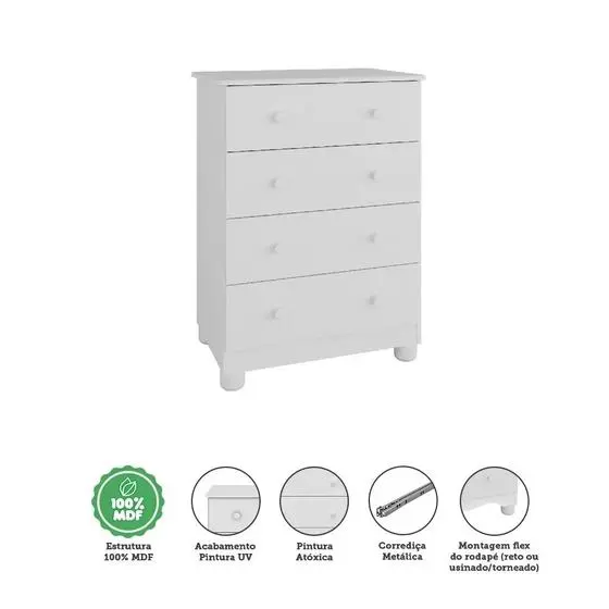 Quarto De Bebê Com Berço E Cômoda 4 Gavetas 100% MDF Mimo Móveis Peroba - Image 8