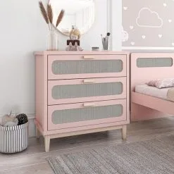 Abra Moveis Comoda Rosa Isa Old Para Quarto De Bebê - Abra Móveis