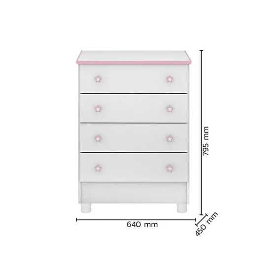Quarto Para Bebê Com Guarda Roupa E Cômoda Doce Sonho Rosa - Qmovi - Image 2