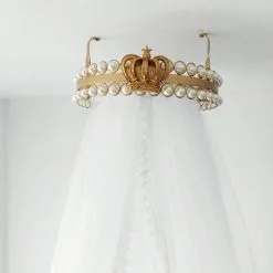 Dossel Coroa Teto Redondo +Mosquiteiro Tule - Berço De Luxo