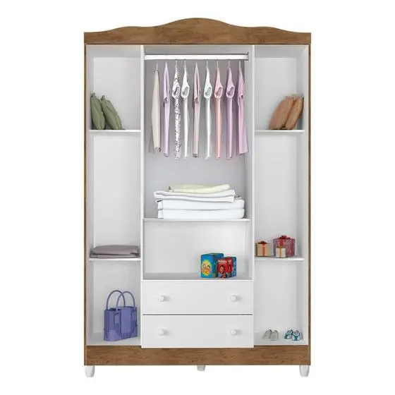 Quarto De Bebê Guarda Roupa 4 Portas Cômoda Ariel Berço 3 Em 1 Gabrielle Amadeirado Carolina Baby - Image 8