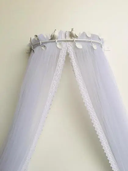 Dossel Passarinho E Folhas - Kit Dossel E Mosquiteiro Passarinho - Berço De Luxo - Image 4