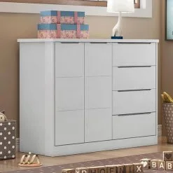 Cômoda De Bebê Branco E Cinza Eloa Phoenix Baby