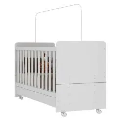 Berço Americano 3x1 Com Colchão Incluso E Rodízios Pimpolho Multimóveis FG3568 Branco