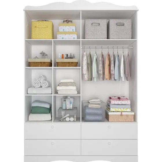 Quarto De Bebê 3 Peças Com Berço Capitonê Cômoda 4 Gavetas E Guarda Roupa 4 Portas 4 Gavetas Aquarela Espresso Móveis - Image 8