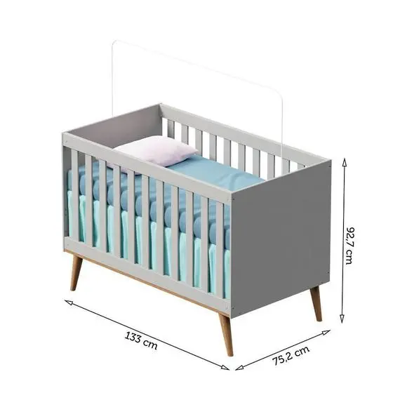 Berço Americano 3 Em 1 Retrô Evolutivo Ludmila Cinza Fosco Com Bétula Carolina Baby - Image 5