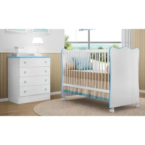 Quarto Infantil Berço E Cômoda Bebê Certificado Inmetro - Qmovi