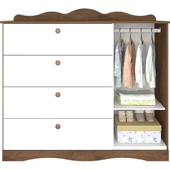 Quarto De Bebê 3 Peças Com Berço Capitonê Cômoda 4 Gavetas E Guarda Roupa 4 Portas 4 Gavetas Aquarel - Espresso Móveis - Image 12