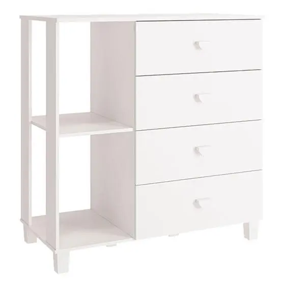 Quarto De Bebê Com Cômoda Sapateiro Gino E Berço Americano Tico Branco Acetinado Com Colchão Gazin Reller - Image 5