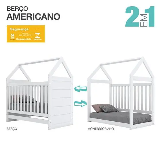 Jogo De Quarto Bebe Infantil Completo Americano Branco - Henn - Image 3