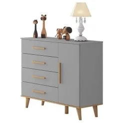 Cômoda Infantil Ludmila Cinza Bétula Carolina - Carolina Baby