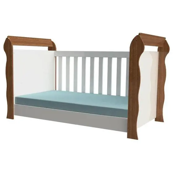 Quarto De Bebê Ariel 3 Portas E Berço Lara Branco Acetinado Amadeirado Carolina - Carolina Baby - Image 4