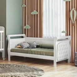 Cama Babá Infantil Com Capitonê Allegra Tigus Baby