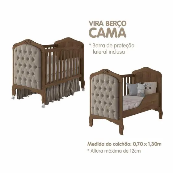 Quarto De Bebê 3 Peças Com Berço Capitonê Cômoda 4 Gavetas E Guarda Roupa 4 Portas 4 Gavetas Aquarel - Espresso Móveis - Image 5