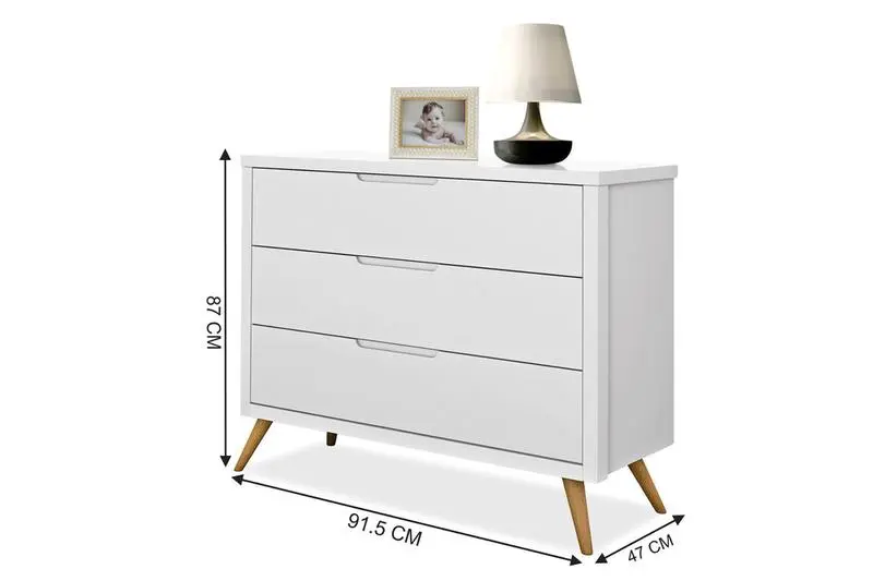 Comoda Infantil Planet Baby Old Clean 3 Gavetas Branco - POTENTE - Image 3