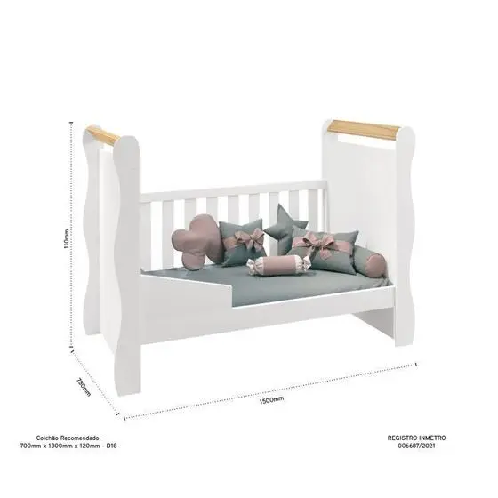 Quarto Para Bebê 1 Berço Americano E 1 Cômoda 1 Porta 4 Gavetas Móveis Bonatto - Image 2