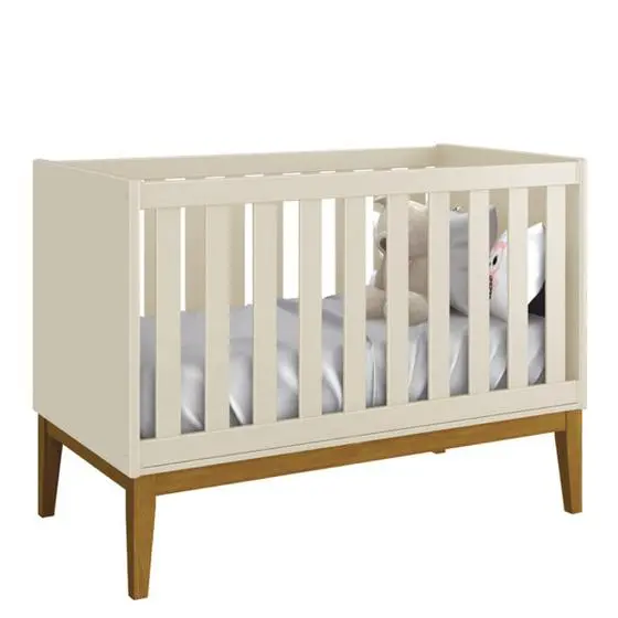 Quarto De Bebê Completo Theo Com Guarda Roupa Cômoda E Berço 100% MDF Pés Classic Amadeirado - Reller - Image 6