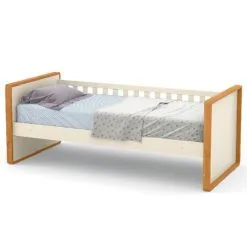 Matic Moveis Cama Infantil Babá Tutto New Matic 100% MDF Cor Freijó Com Off White - Matic Móveis