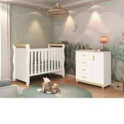Quarto Para Bebê 1 Berço Americano E 1 Cômoda 1 Porta 4 Gavetas Móveis Bonatto