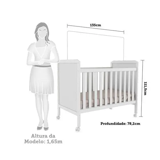 Quarto De Bebê Com Berço Cloe E Cômoda 4 Gavetas Júnior 100% MDF Móveis Peroba Branco Brilho - MOVEIS PEROBA - Image 2