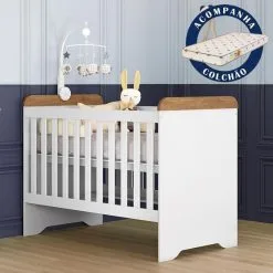 Berço Americano 3 Em 1 Com Colchão Gabrielle Branco Amadeirado Carolina Baby