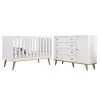 Quarto De Bebê Retrô Cômoda Com Porta Cris Berço 3 Em 1 Ludmila Branco Com Bétula Carolina Baby