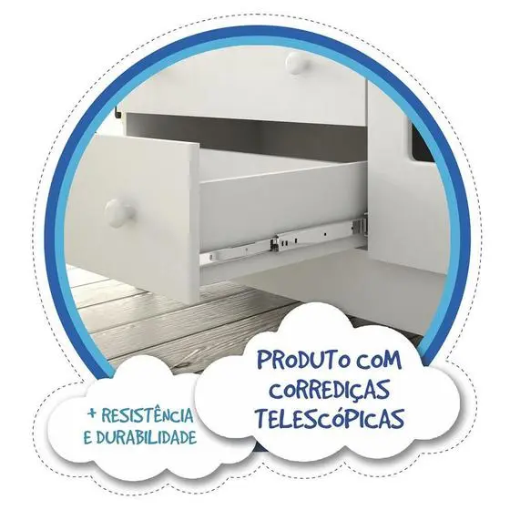 Cômoda Bebê Branca 4 Gavetas E 1 Pt Selena Grão De Gente - Image 3