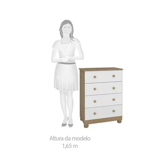 Kit Quarto Bebê Infantil Conjunto MDF Berço Americano Cômoda Armário Guarda Roupa Cor Madeira Branco - Peroba - Image 16