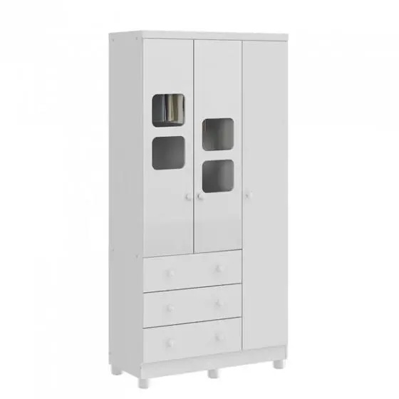 Quarto De Bebê Com Guarda Roupa 1 Porta Com Janela E Berço 100% MDF Uli Móveis Peroba - Image 10