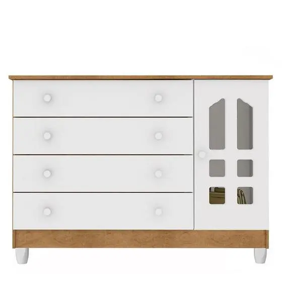 Berço Americano Lara E Cômoda Gran Selena Branco Acetinado Amadeirado Com Colchão - Carolina - Carolina Baby - Image 5