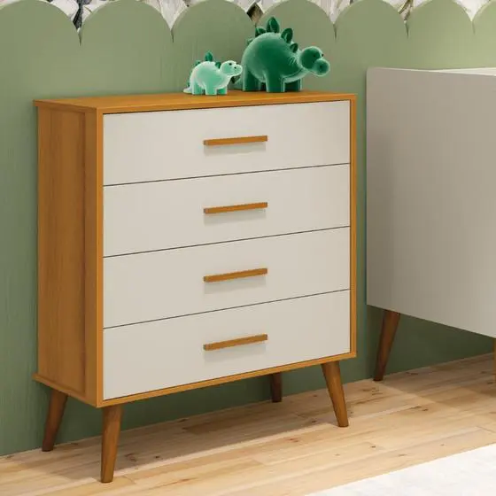 C么moda Infantil 4 Gavetas Isis M贸veis Reller