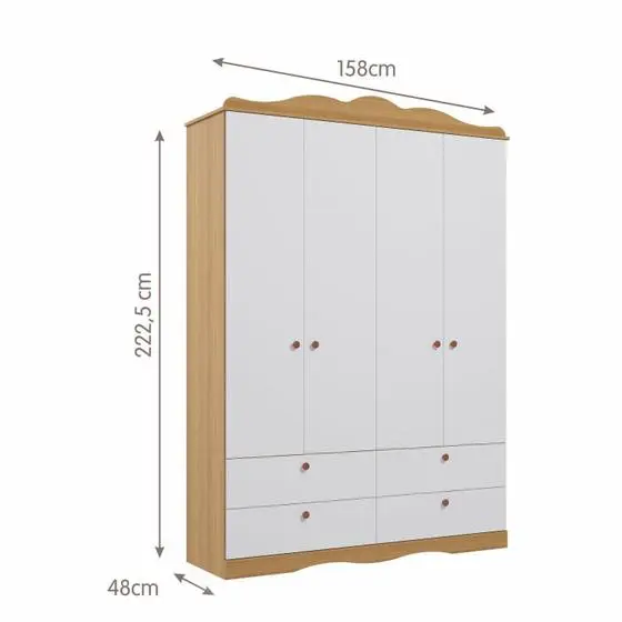 Quarto De Bebê 3 Peças Com Berço Capitonê Cômoda 4 Gavetas E Guarda Roupa 4 Portas 4 Gavetas Aquarel - Espresso Móveis - Image 12