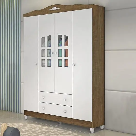 Quarto De Bebê Provençal Guarda Roupa 4 Portas Cômoda Berço Com Colchão Amadeirado Carolina Baby - Image 7