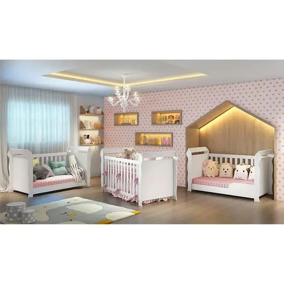 Berço Americano 3 Em 1 Com Colchão Lara Branco Carolina Baby - Image 3