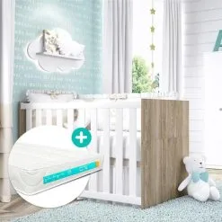 Berço Americano 3 Em 1 Bianco Madeira Colchão Grão De Gente