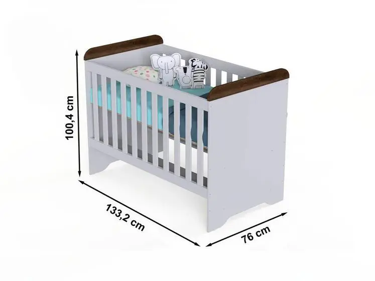 Quarto De Bebê Guarda Roupa 4 Portas Cômoda Ariel Berço 3 Em 1 Gabrielle Amadeirado Carolina Baby - Image 4