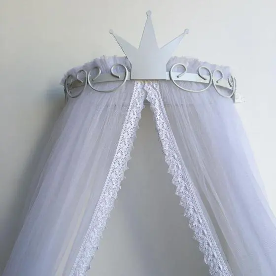 Dossel Coroa Com Mosquiteiro Tule Renda - Berço De Luxo