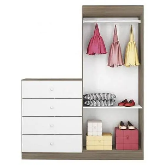 Roupeiro-Comoda Meu Bebe 4 Gavetas 1 Porta Wengue / Branco Brilho - Móveis Canaã - Image 2