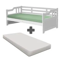 Cama De Babá Madeira Maciça Com Colchão Solteiro Branco Amsterdã Shop JM