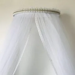 Berço De Luxo Dossel De Pérolas Com Strass E Mosquiteiro - BERÇO DE LUXO