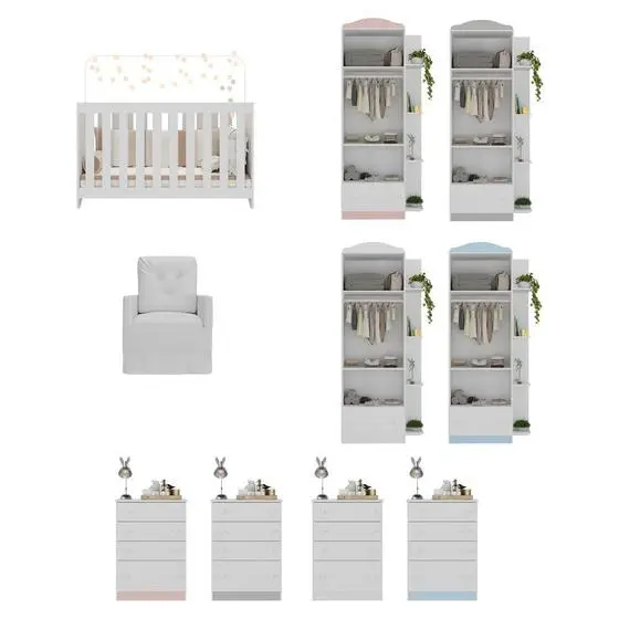 Quarto Completo Com Colchão E Poltrona De Amamentação João E Maria Multimóveis MP4098 - Image 5