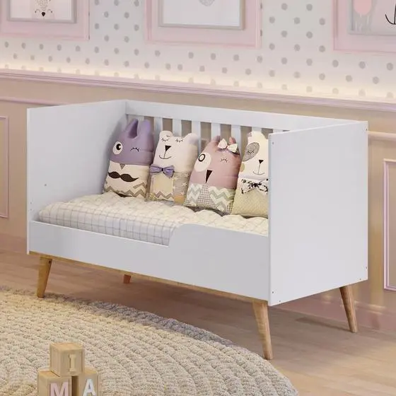 Berço Americano 3 Em 1 Retrô Evolutivo Ludmila Branco Fosco Com Bétula Carolina Baby - Image 4