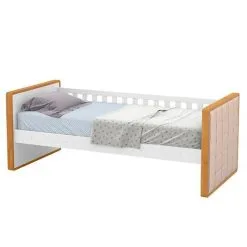 Cama Babá Tutto New Com Capitonê Freijó Branco Soft Matic - Matic Moveis