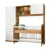 Jogo De Quarto Bebe Conjugado Ternura Guarda Roupa E Berço Nature - Peternella