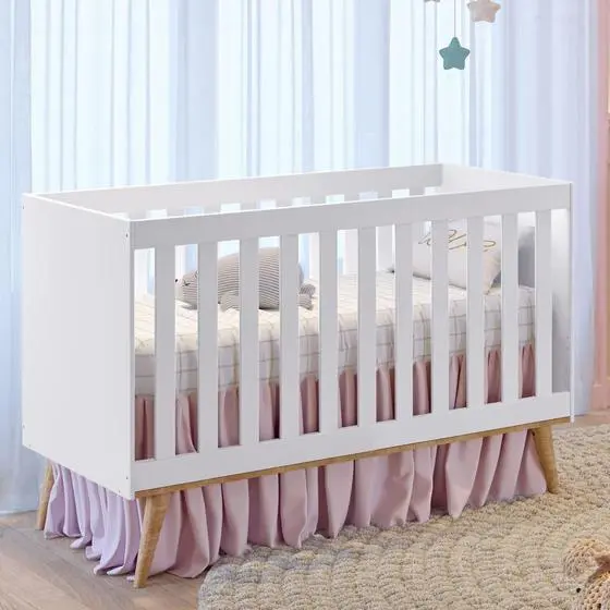 Berço Americano 3 Em 1 Retrô Evolutivo Ludmila Branco Fosco Com Bétula Carolina Baby - Image 2