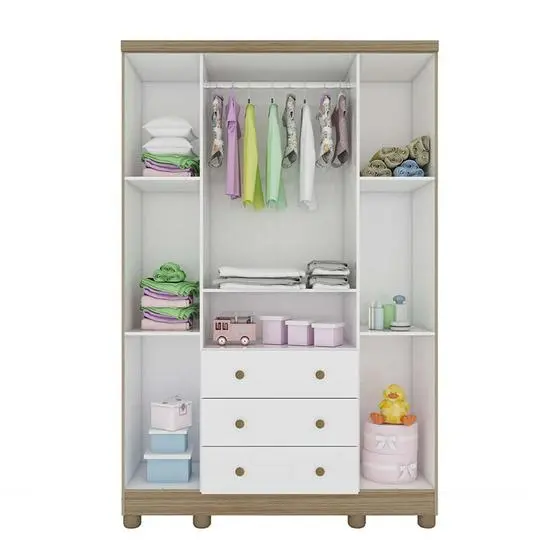 Conjunto Quarto De Bebê Completo Com Berço Americano E Guarda Roupa 4 Portas Com Janelas Mimo Espres - Espresso Móveis - Image 3