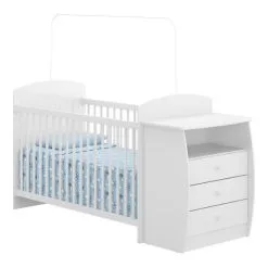 Berço Cômoda Multifuncional Colinho De Mãe Com Colchão Incluso Multimóveis Branco